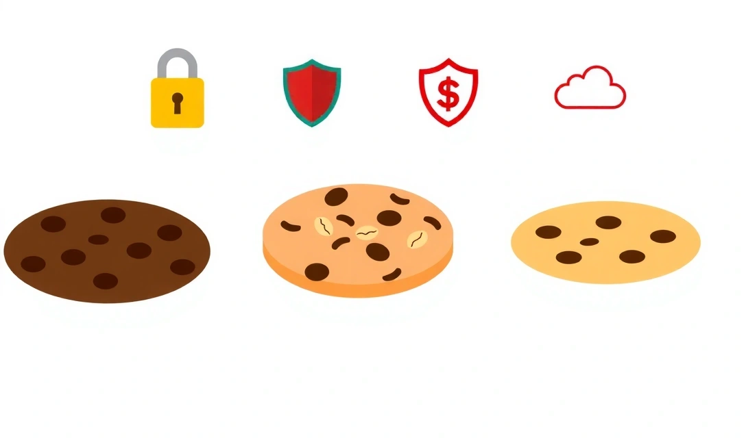 Illustration von Cookies und Datenschutzsymbolen