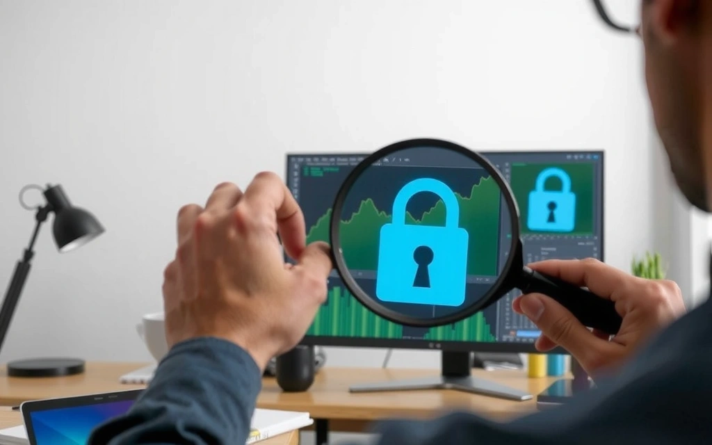 Person mit einer Lupe, die Daten untersucht