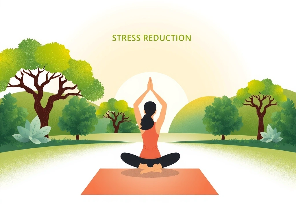 Illustration einer Person, die Yoga macht, um Stress abzubauen.