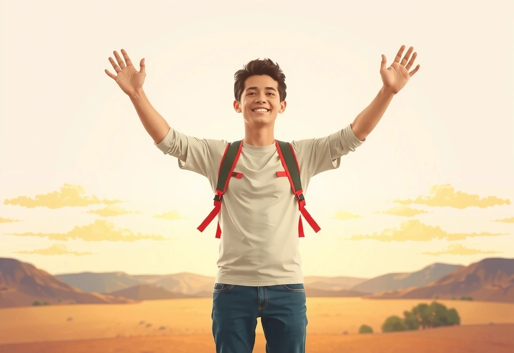 Illustration einer glücklichen und gesunden Person, die ihre Ziele erreicht hat.