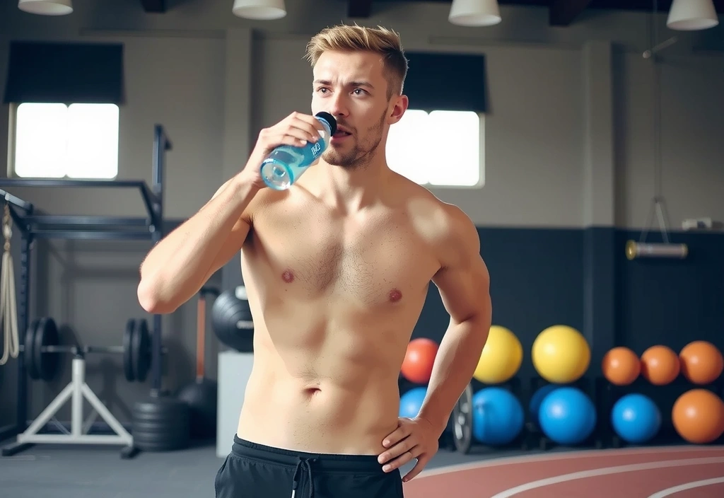 Sportler trinkt Wasser nach dem Training