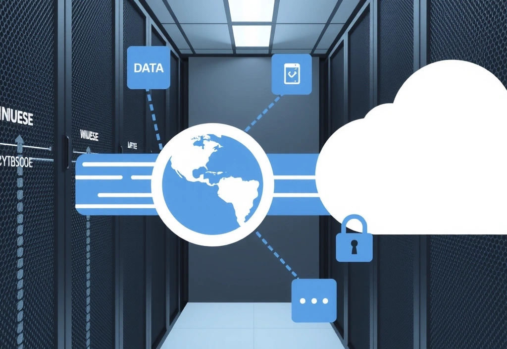 Illustration von Daten, die sicher auf einem Server empfangen werden